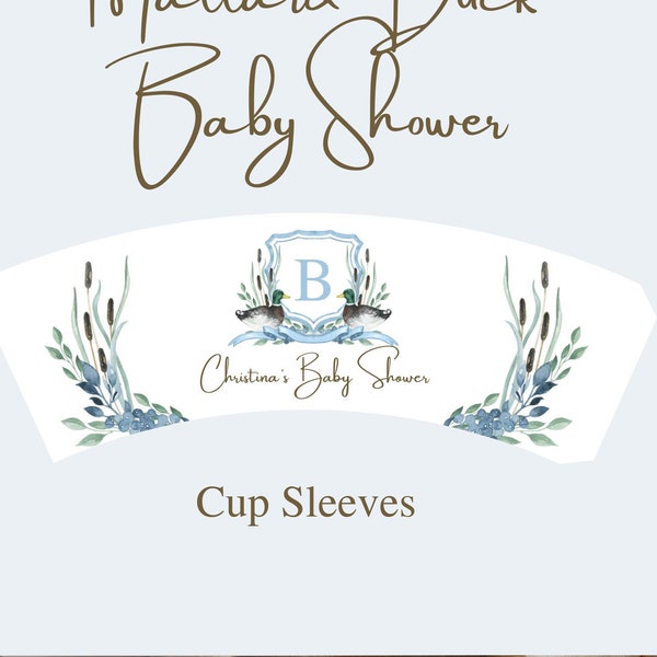 Mallard Baby Shower Cup Sleeve Templates, 6 different sizes, 4 oz 8 oz 9 oz 12 oz 16 oz 22 oz, Baby Shower Coffee Cups, Mallard Duck Theme