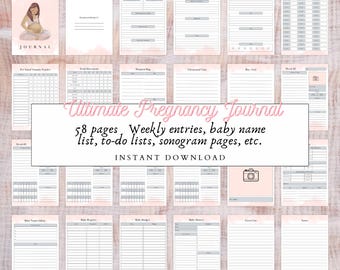 Pregnancy Journal Printable, First Time Mom Planner (Digital Download)