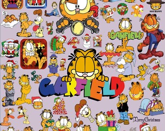 Bundle Garfield SVG-PNG-PDF-Eps, Odie Png, Jon Png, fichiers Svg Garfield coupe pour Cricut, anniversaire de chat