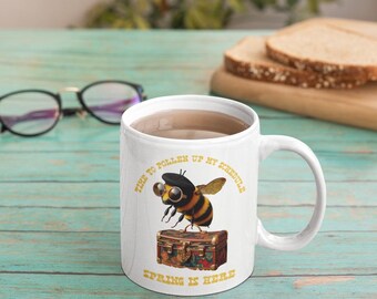 Taza de cerámica con diseño de abejas para café, té y chocolate caliente.