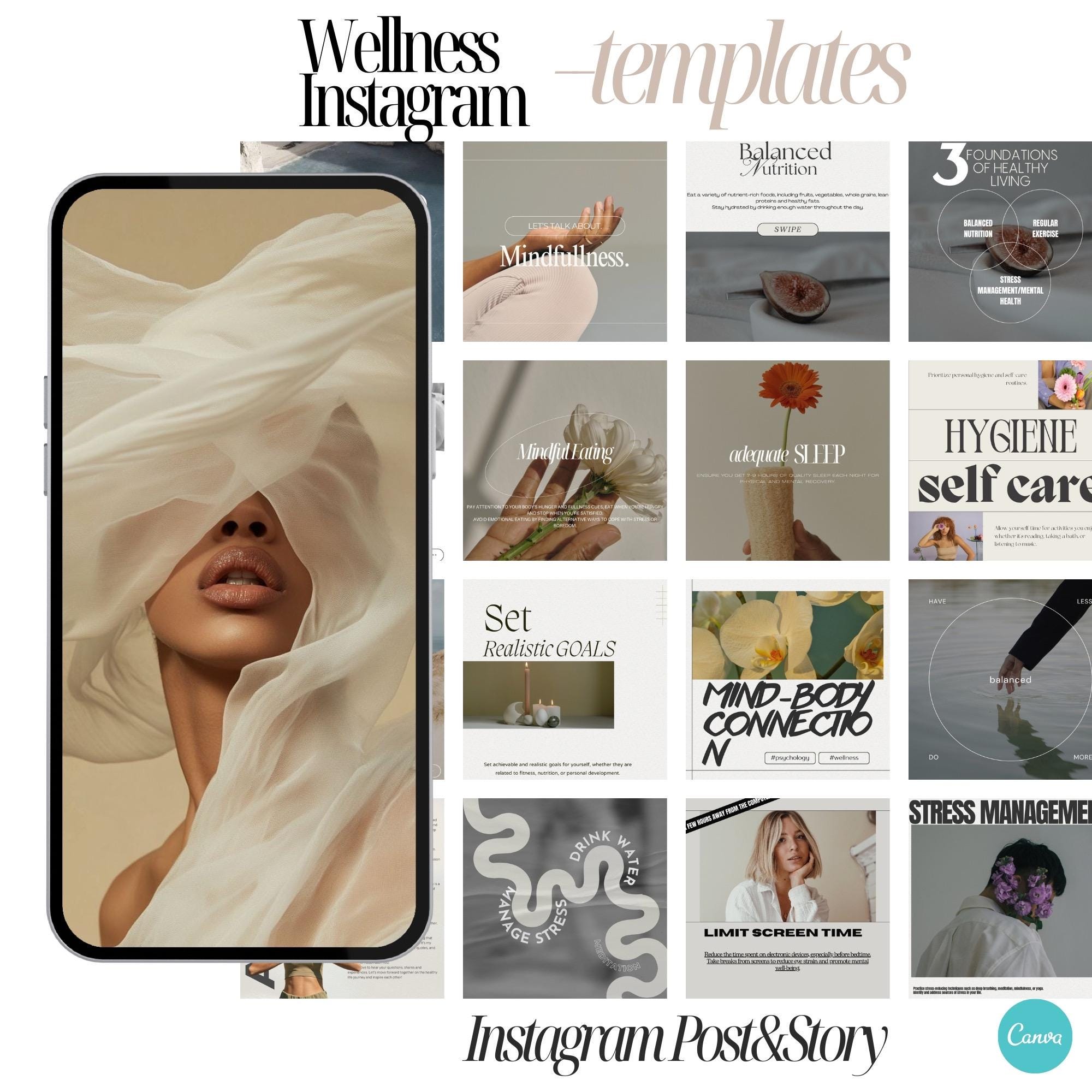 Wellbeing Coach Instagram Templates, Wellness Coach, Holistic Coach, Health Coach, Life Coach, Canva Social Media, Health and Wellness