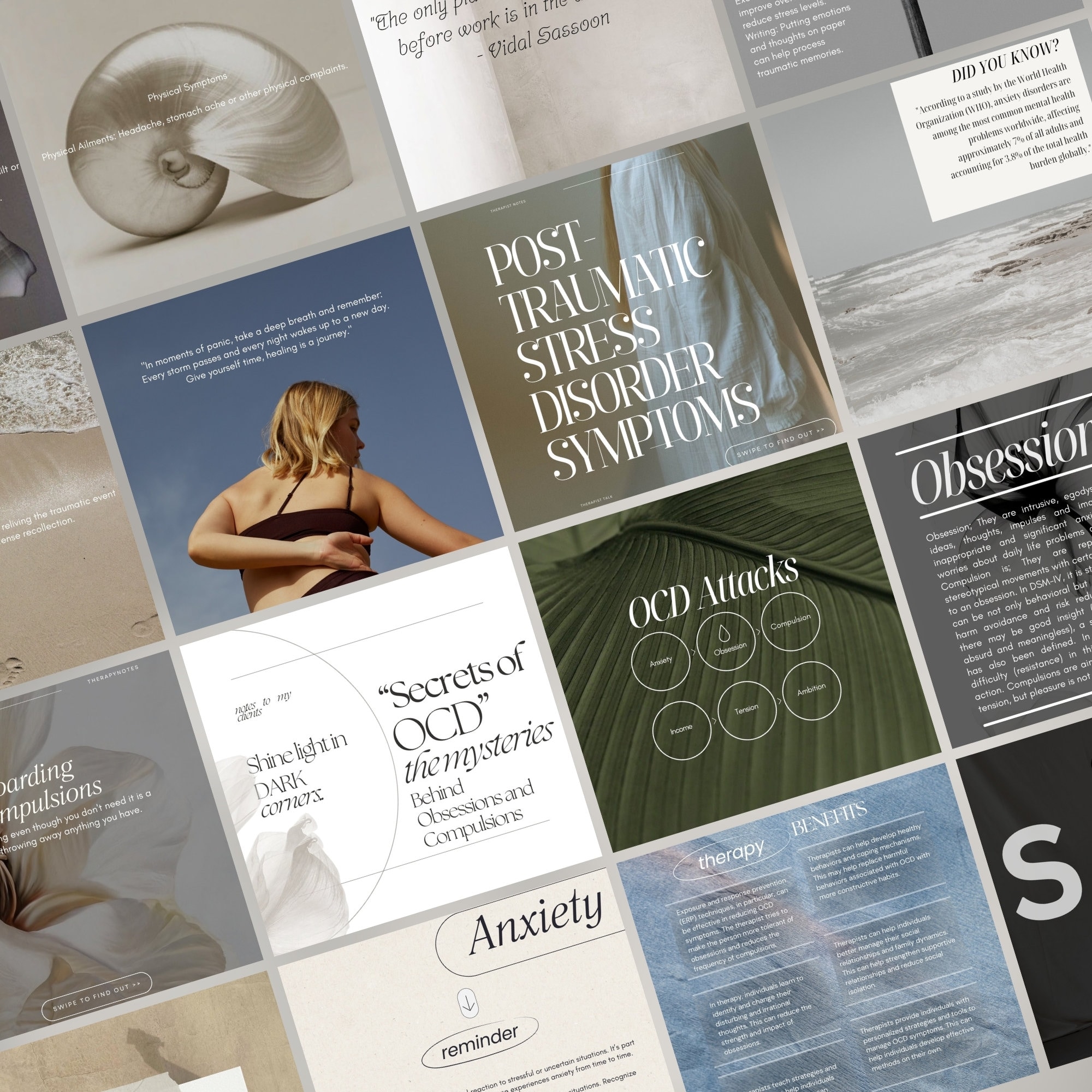 Therapist Instagram Templates, Psychologist Social Media, Mental Health Templates, Counseling, Counselor, Therapist Instagram Posts, Canva