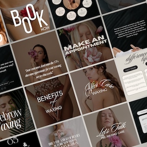 Waxing Instagram Templates, Hair Removal Instagram Posts, Waxing Social Media, Esthetician Template, Skincare Template, Waxing Flyer Canva