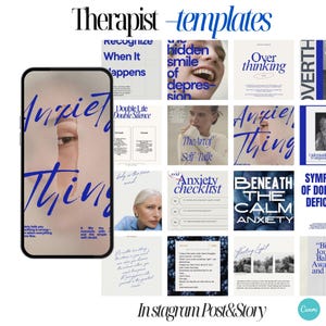 Therapist Instagram Templates, Psychologist Social Media, Mental Health Templates, Counseling, Counselor, Therapist Instagram Posts, Canva