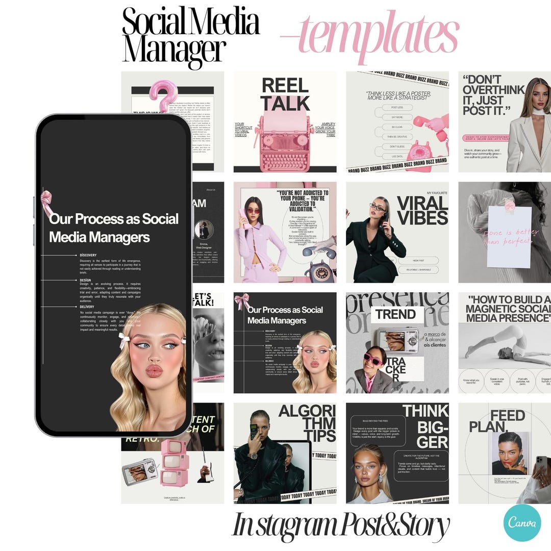 Instagram Template for Social Media Manager and VA, Editable Canva Post ...
