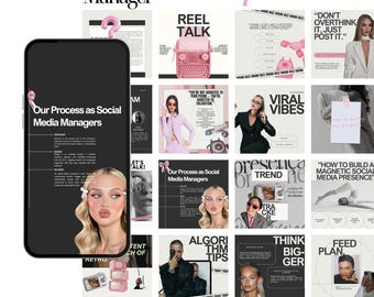 Instagram Template for Social Media Manager and VA, Editable Canva Post and Story, Social Media Manager Posts, SMM Instagram Templates