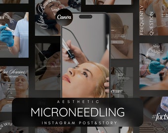 Microneedling Instagram Templates, Microneedling Instagram Post, Esthetician Templates, Skincare Instagram Post, Facial Treatment Template
