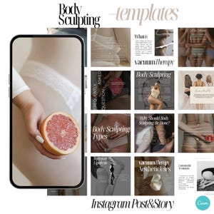 Body Sculpting Instagram Templates, Body Contouring Instagram, Coolsculpting Posts, Body Sculpting Social Media, Esthetician Template Canva