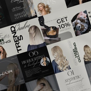 Hair Stylist Instagram Template, Hair Salon Posts, Hairdresser Instagram Template, Hair Care Business, Hairstylist Social Media Post