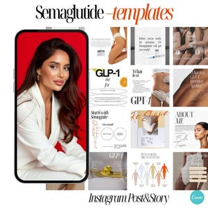 Semagluetide Weight Loss Instagram Templates, Medspa Template, Weight Loss Social Media Posts, Medical Weight Loss Posts, Semagluetide Posts