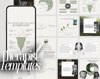 Therapist Instagram Templates, Psychologist Social Media, Mental Health Templates, Counseling, Counselor, Therapist Instagram Posts, Canva