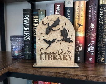 Dragon Personalized Library Sign, My Library Sign, Book Sign, Bookish Sign, Bookshelf decor, Dragon bookshelf sign, bookshelf personalized