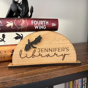 Dragon Personalized Library Sign, My Library Sign, Book Sign, Bookish Sign, Bookshelf decor, Dragon bookshelf sign, bookshelf personalized