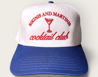 Bikinis and Martinis Cocktail Club Classic Baseball Trucker Cap, Trending Summer Trucker Hats