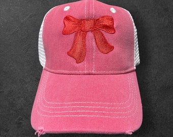 Red Bow mesh Hat