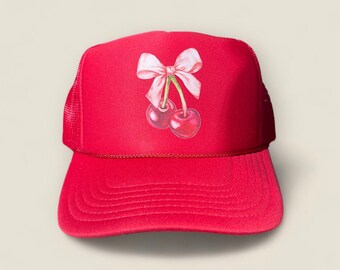 Cherry Bow Red Trucker Hat