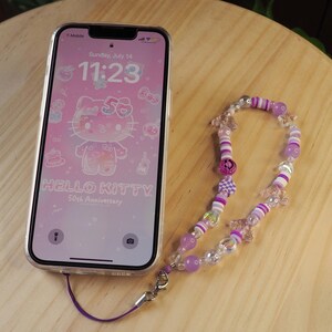 Purple Phone Strap, Butterfly Phone Wristlet, Phone Charm, Keychain, Phone Accessory