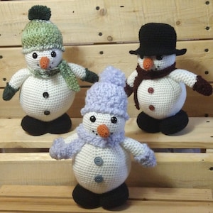 Hand Crocheted Snowman Stuffed Animal Toy