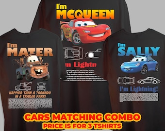 Matching outfit Cars Disney Custom T shirt personalized flannels cars Lightning Mcqueen Sally and Mate flannels disney world Lightning Mcqueen Cars