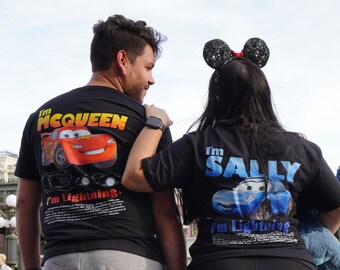 Matching outfit Cars Disney Custom T shirt personalized shirts Cars Lightning McQueen Sally shirts for couples Disney World Lightning McQueen