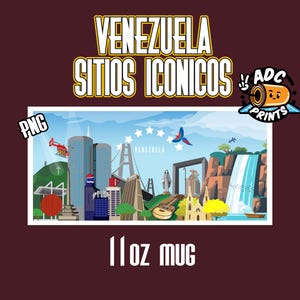 Retro Venezuela vintage template landscapes iconic places Venezuela brands Venezuela in 2000 mug 11oz sublimation PNG
