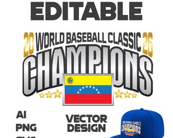 World Baseball Classic Champion Venezuela CHAMPION cap winners design VECTOR DIGITAL full detailed venezuela champion png svg ai