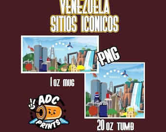 Retro Venezuela vintage template landscapes iconic places brands Venezuela in the 2000 mug 11oz tumbler 20oz sublimation PNG DIGITAL