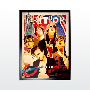 BRITPOP: Sigue adelante. Póster de música Britpop estilo retro A2. Impresión artística de la más alta calidad, impresa bajo pedido. Sin marco, también disponible en A1 y A3.