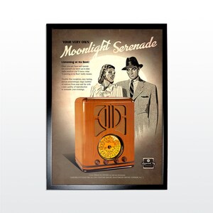 Afiche publicitario vintage: Radio. Impresión artística de estilo retro de los años 50 (SIN MARCO)