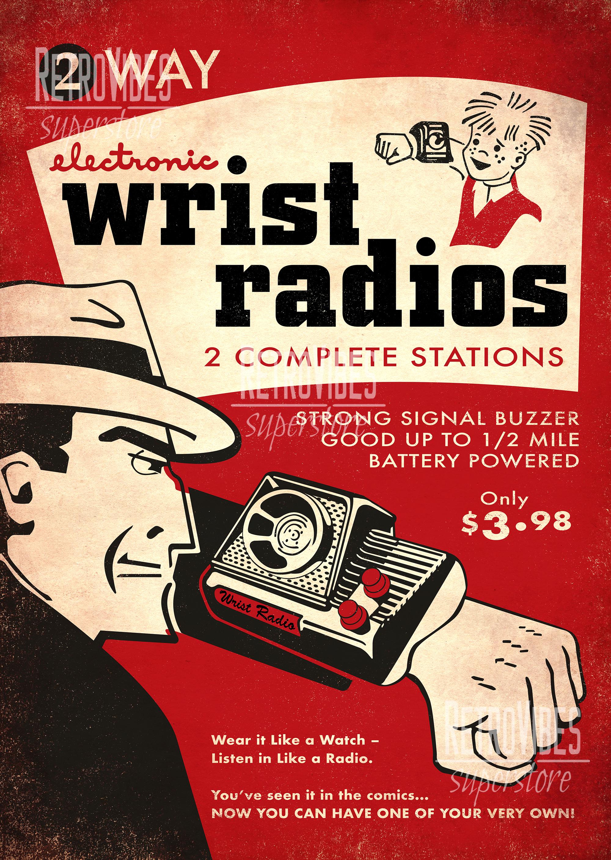 Vintage Advertising Poster: Children's Toys, Wrist Radio