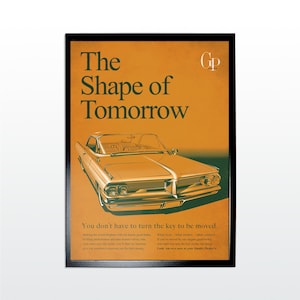 Manifesto pubblicitario d'epoca: auto americane. Stampa artistica in stile retrò (NON INCORNICIATA)