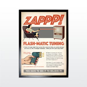 Vintage Werbeplakat: T.V. Fernbedienung. 1960s Retro Style Kunstdruck (UNGERAHMT)