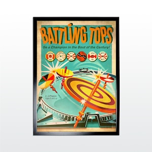 Vintage Werbeplakat: Battling Tops. 1970s Spiele Retro Style Kunstdruck (UNGERAHMT)