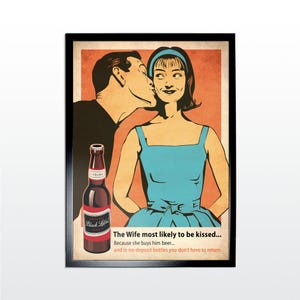 Vintage Werbeplakat: Bier. 1950s Retro Style Kunstdruck (UNGERAHMT)