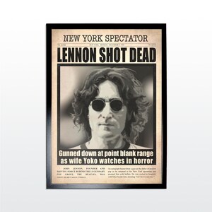 OKŁADKI GAZET: John Lennon. Znane historie prasowe przerobione na okładki gazet w stylu vintage. Najwyższej jakości wydruki artystyczne