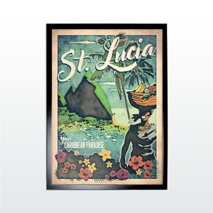 Póster de viaje vintage: Santa Lucía. Impresión artística de estilo retro de los años 50 reinventada (SIN MARCO)