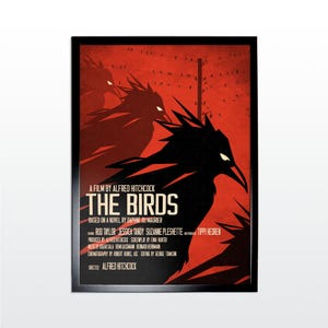 Póster de película vintage de Hitchcock: una nueva versión de Los pájaros, impresión artística clásica de estilo retro (SIN MARCO)