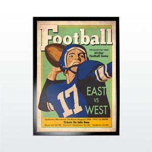 Vintage Werbeplakat: American Football. 1950s Retro Style Kunstdruck (UNGERAHMT)