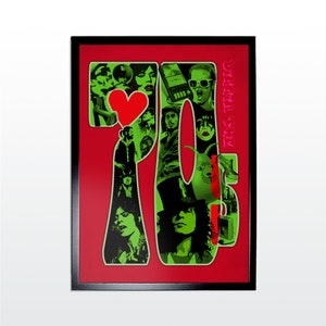 Década de 1970: Diggin' The 70's. Póster de música de los años 70 en estilo retro. Impresión de la mejor calidad bajo pedido, sin marco, tamaños disponibles A1, A2, A3