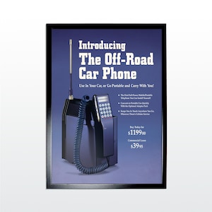 Vintage Werbeplakat: Autotelefon. 1980s Retro Style Kunstdruck (UNGERAHMT)
