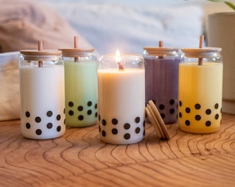 Cozy Boba Candle, Multiple Scents, 13.5 oz, Wood Wick