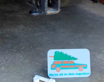 Christmas Vacation Hitch Cover: Station Wagon with Tree