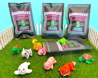 Squigglez Mini 3D Printed Articulated Animals Mystery 5 Pack