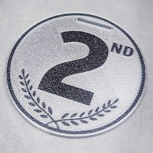 2nd Place Silver Medal with Lanyard Slot | 3.25&quot; Diameter | Quantity Discounts