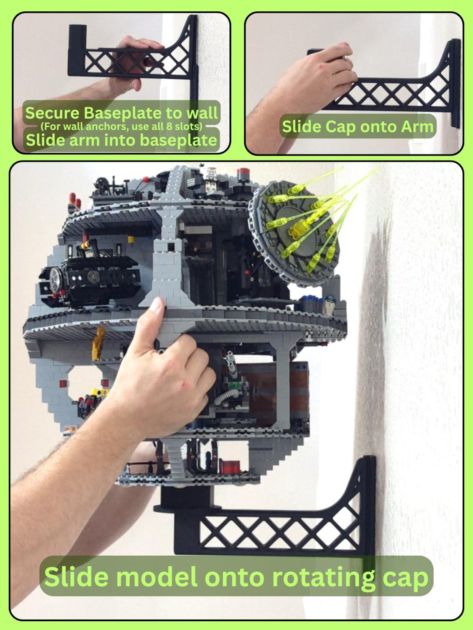 Lego Rotating Machine Rotating Death Star Wall Mount Display | Compatible With LEGO Set 10188 ...