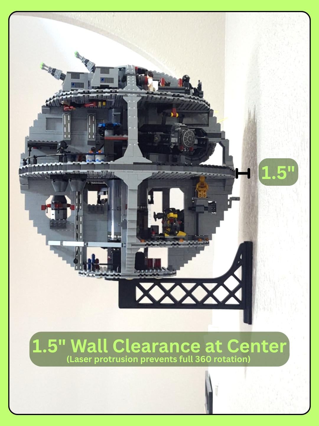 Rotating Death Star Wall Mount Display | Compatible With LEGO Set