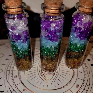 7 Chakra Crystal Wish Bottles Natural Healing Charm Bottle Rainbow Crystals Crystal Chips Chakra Natural  Healing Gift Mixed Chips Balancing