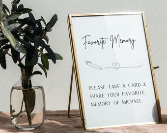 Share a Memory Card , Personalized Favorite Memory, Memorial Card, Keepsake Funeral Card, Guest Book Alternative, Printable 4x6 Card