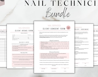 Toestemmingsformulieren nagelstyliste, nagelconsultatieformulieren, intakeformulieren klant, afdrukbare klantformulieren, formulierbundel nagelstyliste