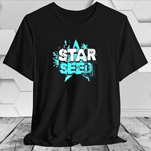 Alien UFO Star Seed Unisex Jersey Kurzarm T-Shirt, Metaphysisches Gewand für Lichtarbeiter, spirituelles Erwachtes, Heiler, Sternensaat, 5D